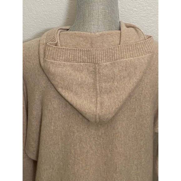 Max Studio women Beige hissed 100% 2-Ply cashmere Hooded V neck sweater size M - Picture 5 of 12